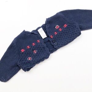 Carter's navy blue ladybug print baby girl knit cardigan
